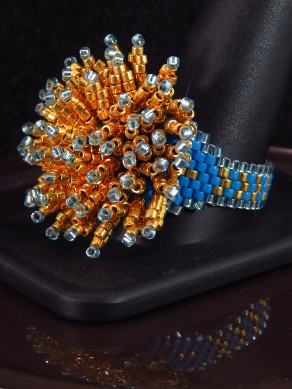 Flower Puff artisan cocktail ring